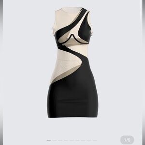 Finesse Gabriella Black Jersey Mesh Cutout Dress: Size L